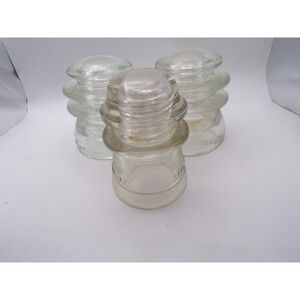 Vintage Hemingray-46 Glass Insulators Clear Electrical Telephone Line Lot of 3